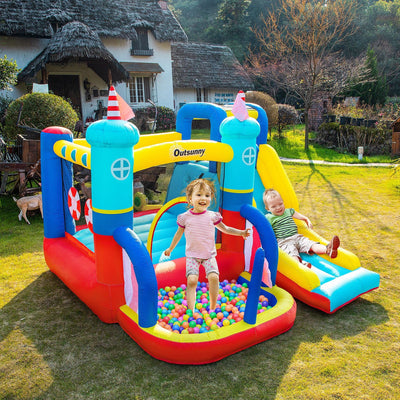 Sailboat Bounce Castle 4 Features 2.65m, Age 3-8 Outsunny