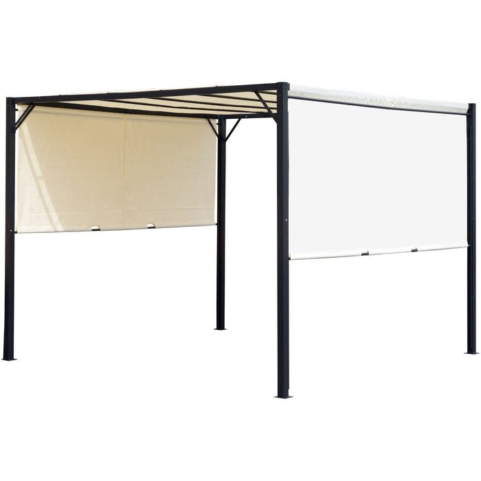 Metal Pergola With Sliding Canopy, 3x3m, Cream