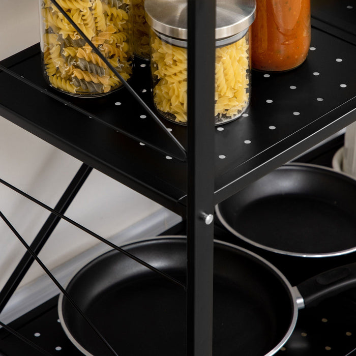 Black 3-Tier Storage Trolley, 68x34.5x85.5 cm