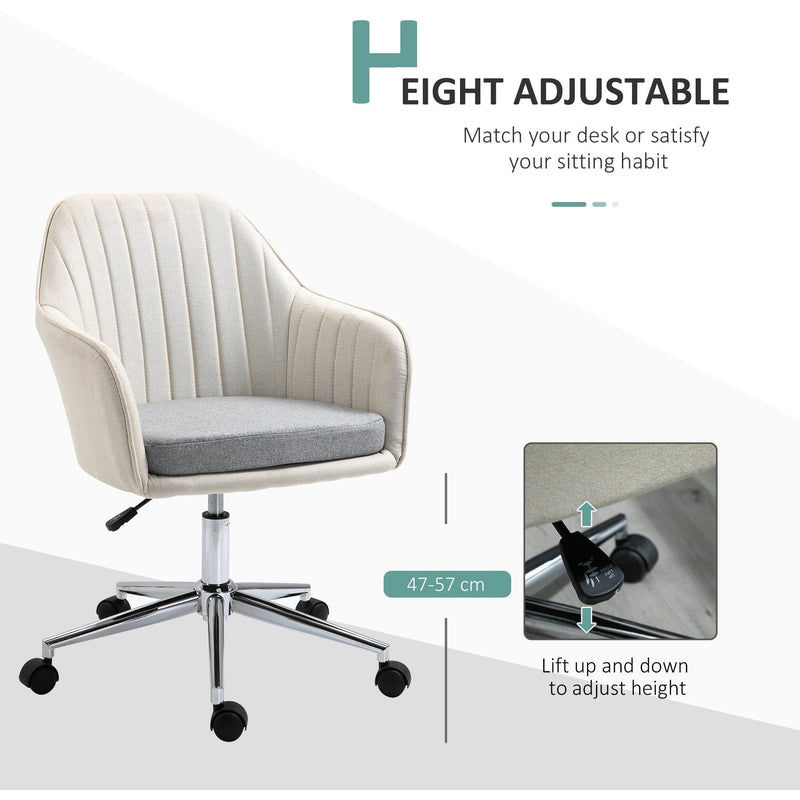 Beige Office Chair With Scalloped Back