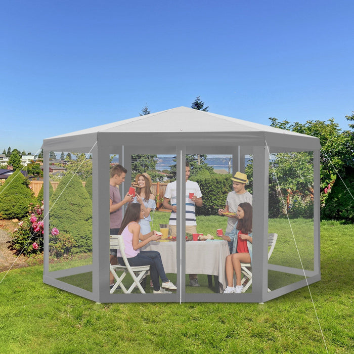 Hexagonal Gazebo With Mesh Sides, 4x4m