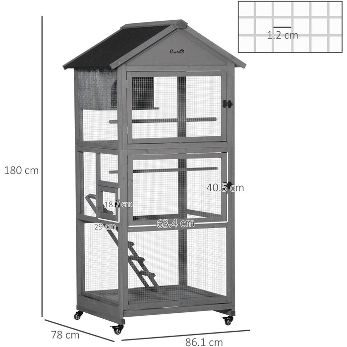 Outdoor Bird Cage, Wheel Perch, Nest Ladder, 86x78x180cm