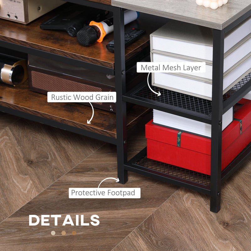 TV Unit for TVs up to 65", Shelves, Brown/Grey