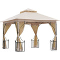 Metal Frame Gazebo With Privacy Curtains, Double Tier, 3x3m Outsunny