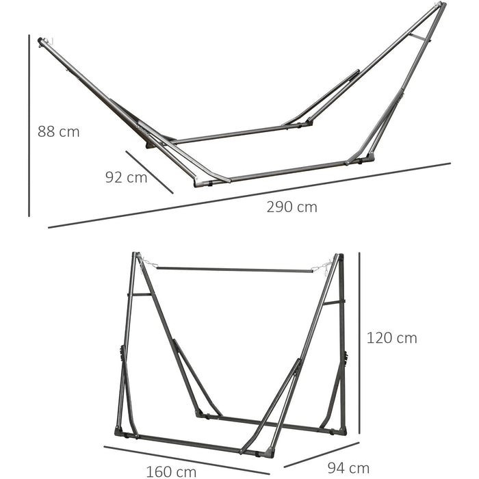 Foldable Hammock Stand, 120kg, Black