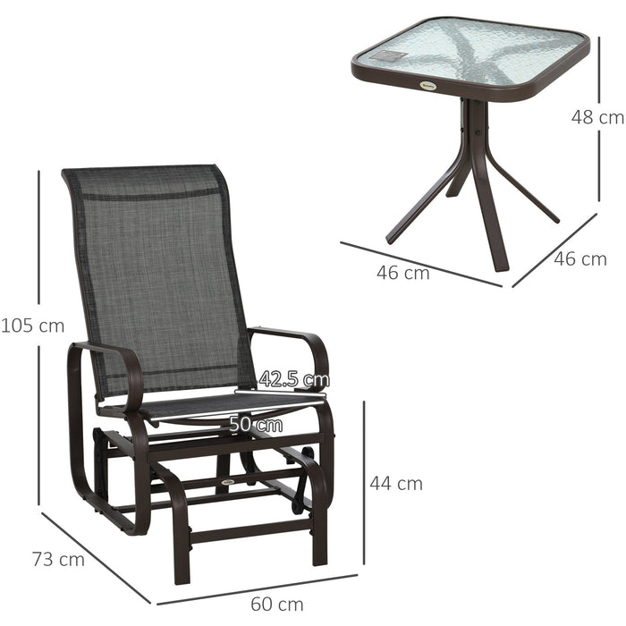 3-PC Outdoor Gliding Rocking Chair Set with Tea Table