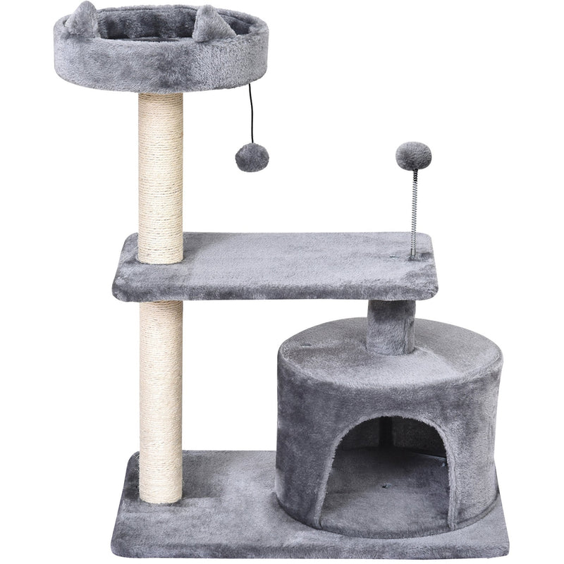 3-Tier Sisal Rope Cat Scratching Post w/ Toys