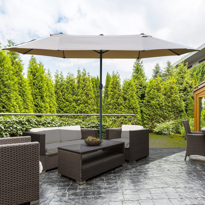 4.6m Double Sided Parasol With Crank Handle, Cross Base