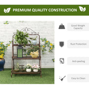 3 Tier Metal Plant Stand, Indoor/Outdoor Outsunny