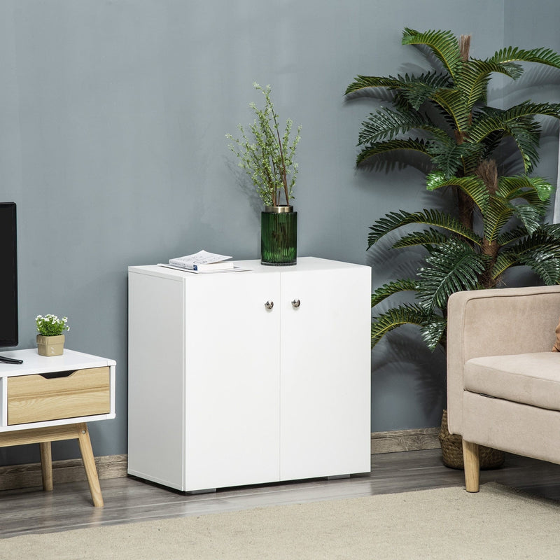 Small Cabinet With Doors, 2 Shelves, 70 x 39 x 70cm, White Homcom