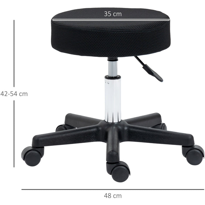 Black Salon Stool with Hydraulic Adjustable Height