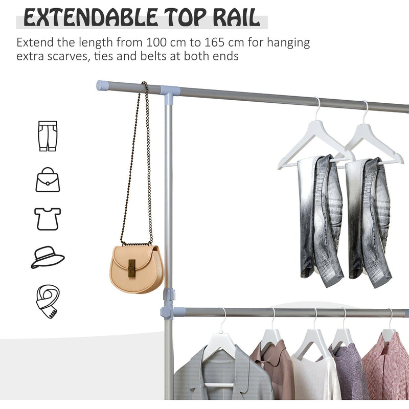 Adjustable Heavy Duty Garment Rail with Wheels