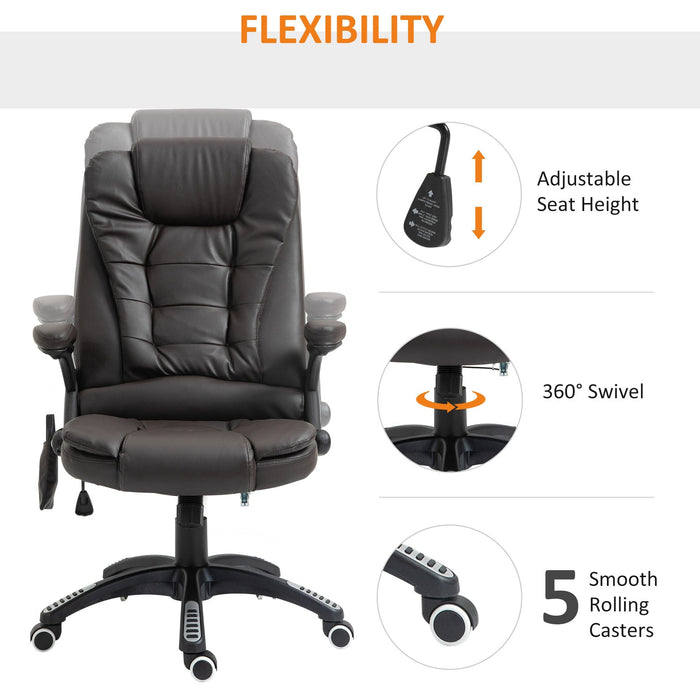 Brown High-Back Massage Executive Chair with Tilt