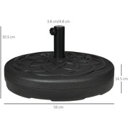 Outsunny Garden Parasol Base Holder, Outdoor Market Umbrella Stand Weight with Built-In Handle, 25kg Water or 35kg Sand Filled, Black Outsunny