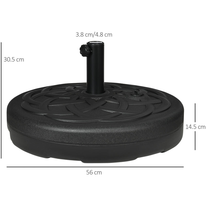 Outsunny Garden Parasol Base Holder, Outdoor Market Umbrella Stand Weight with Built-In Handle, 25kg Water or 35kg Sand Filled, Black Outsunny