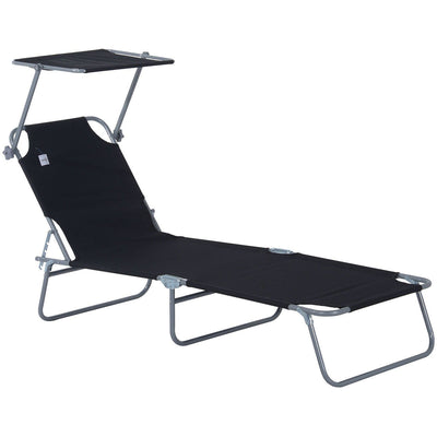 Folding Sun Lounger With Canopy Outsunny