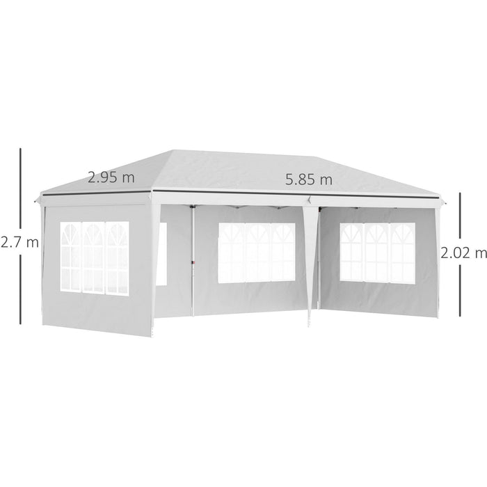 6x3 Pop Up Gazebo With Sides, Water & UV-Resistant, White