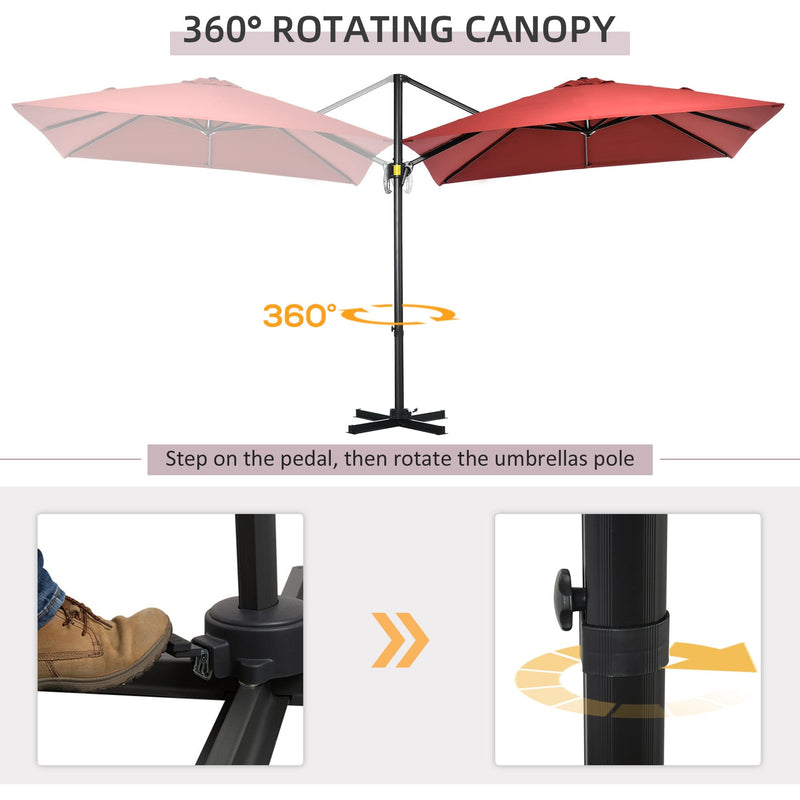 2.5m Roma Cantilever Parasol - Red