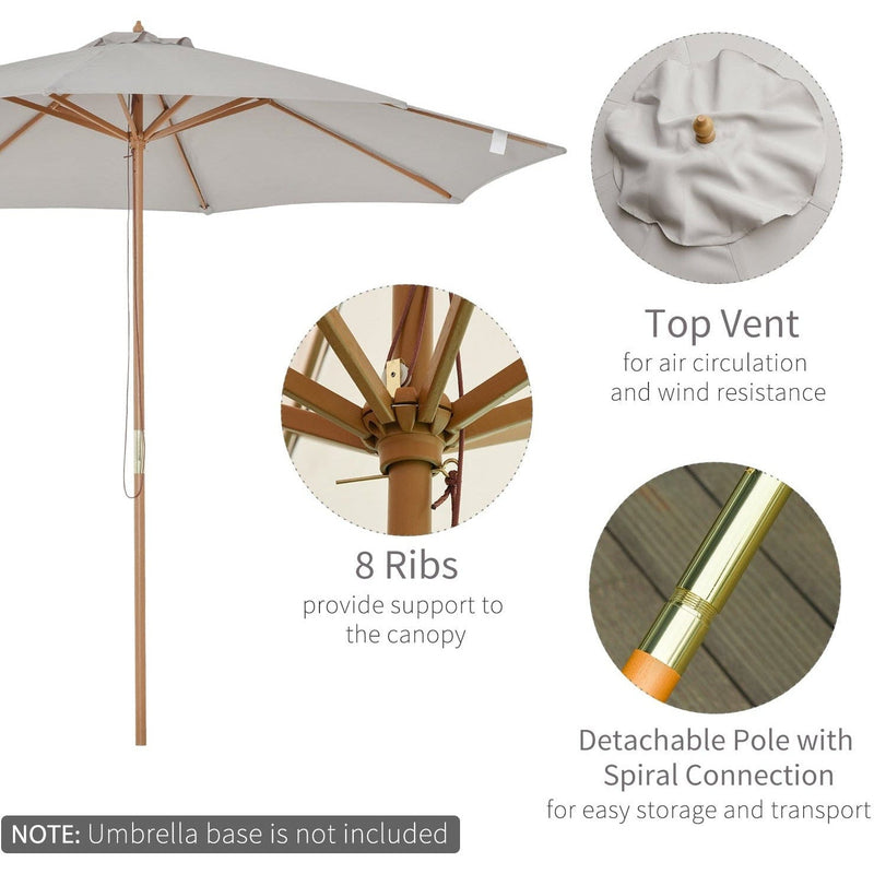 3m Wooden Parasol Outsunny
