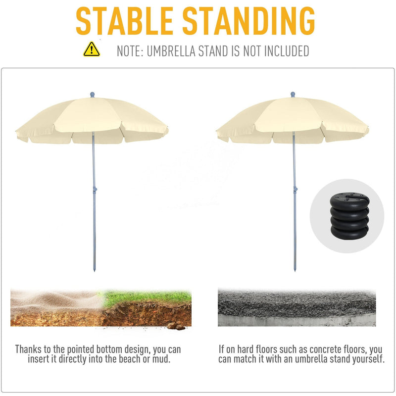 2.2m Beach Umbrella Parasol, Steel - Dark Green