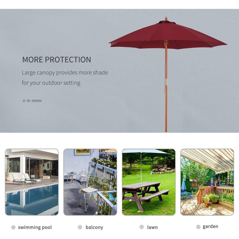 2.5m Wooden Garden Parasol - Top Vent