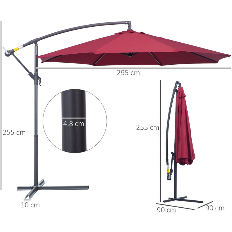 Contemporary 3m Cantilever Parasol with Crank Handle
