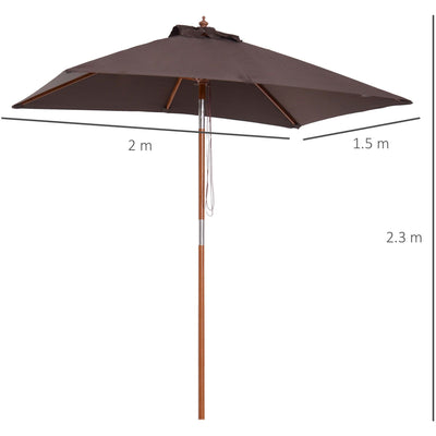 2m Outdoor Tilting Parasol Umbrella, Garden Sun Shade Outsunny