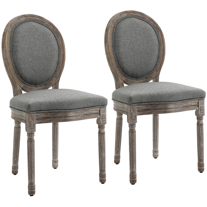 Set of 2 French-Style Dining Chairs, Carved Legs