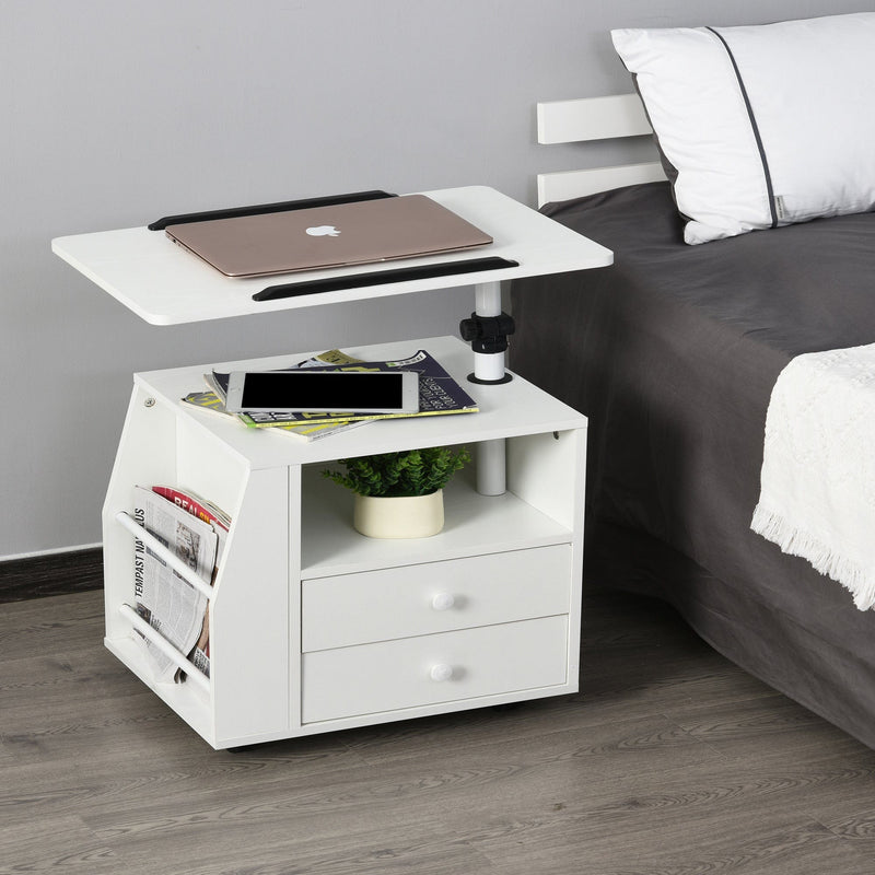 White Swivel Bedside Table, Living Room End Table
