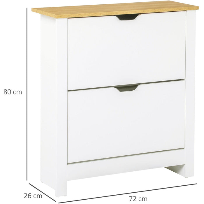 Shoe Storage Cabinet, 4 Shelves 2 Drawers - Modern Unit