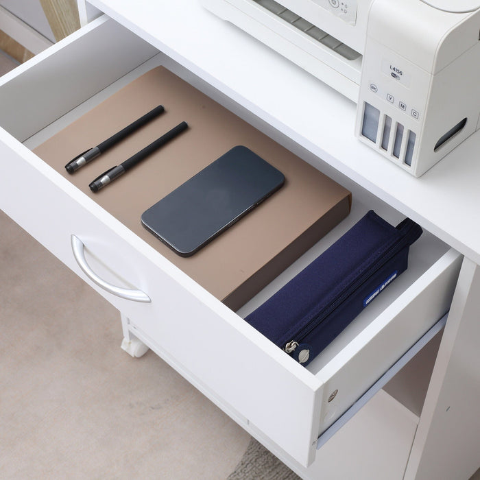 Mobile Printer Stand Cabinet, Open Shelf, Drawer