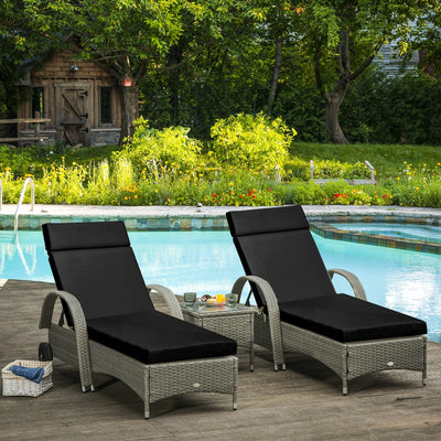 Sun Lounger Cushions with Ties 196x55cm Black Outsunny