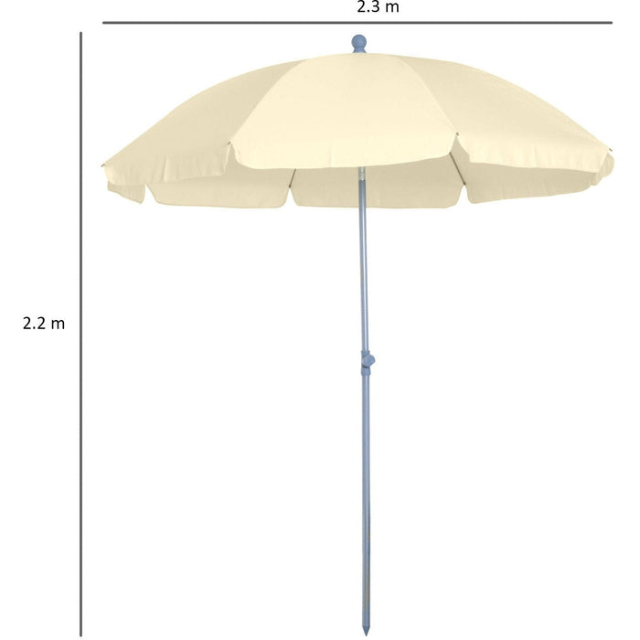 2.2m Beach Umbrella Parasol, Steel - Dark Green