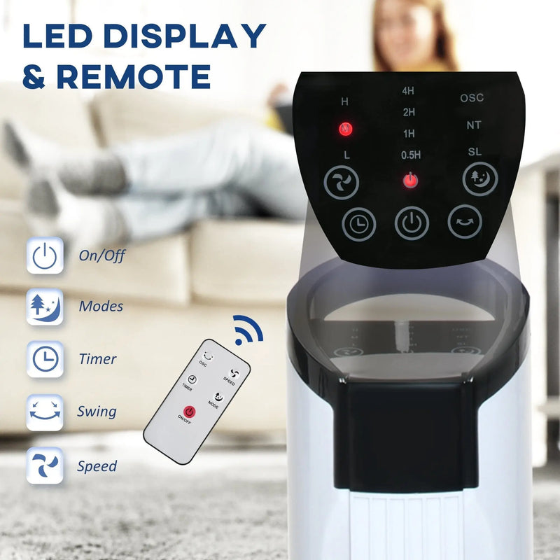 70° Oscillating Tower Fan with Remote, 3 Speed, 7.5h Timer Homcom