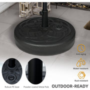 Outsunny Garden Parasol Base Holder, Outdoor Market Umbrella Stand Weight with Built-In Handle, 25kg Water or 35kg Sand Filled, Black Outsunny