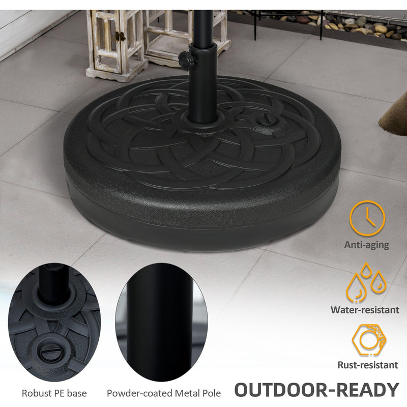 Outsunny Garden Parasol Base Holder, Outdoor Market Umbrella Stand Weight with Built-In Handle, 25kg Water or 35kg Sand Filled, Black Outsunny