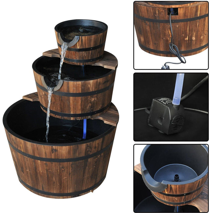 Wooden Water Pump Fountain, Cascading Garden Feature