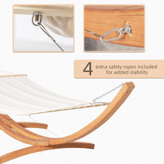Garden Hammock With Wooden Stand, Patio Swing Bed, White