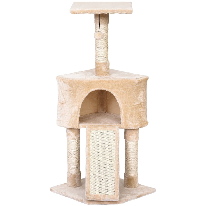 3-Tier Sisal Rope Cat Scratching Post w/ Dangle Toy