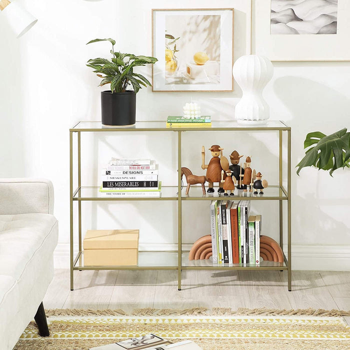 Glass Sofa Table With Golden Frame by Vasagle