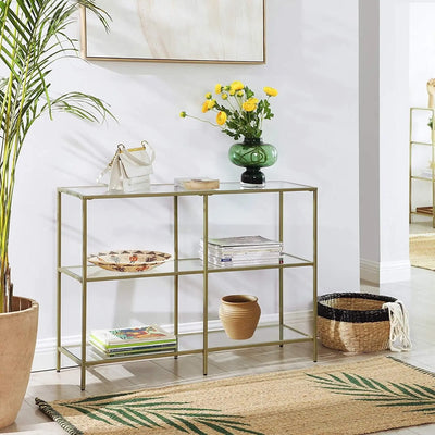 Glass Sofa Table With Golden Frame by Vasagle