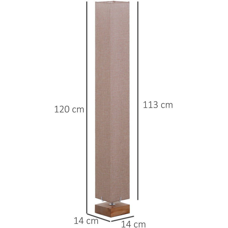 Tall Linen Floor Lamp, Wood Base, 2 Bulbs, Modern Design