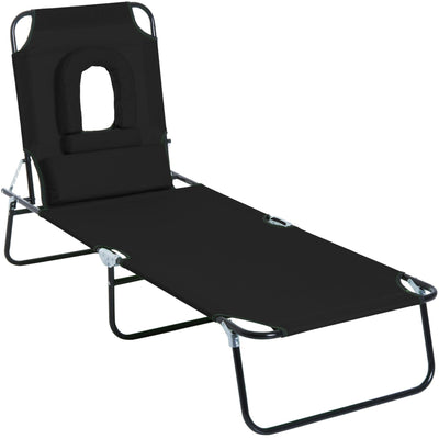 Folding Sun Lounger With Face Hole Outsunny