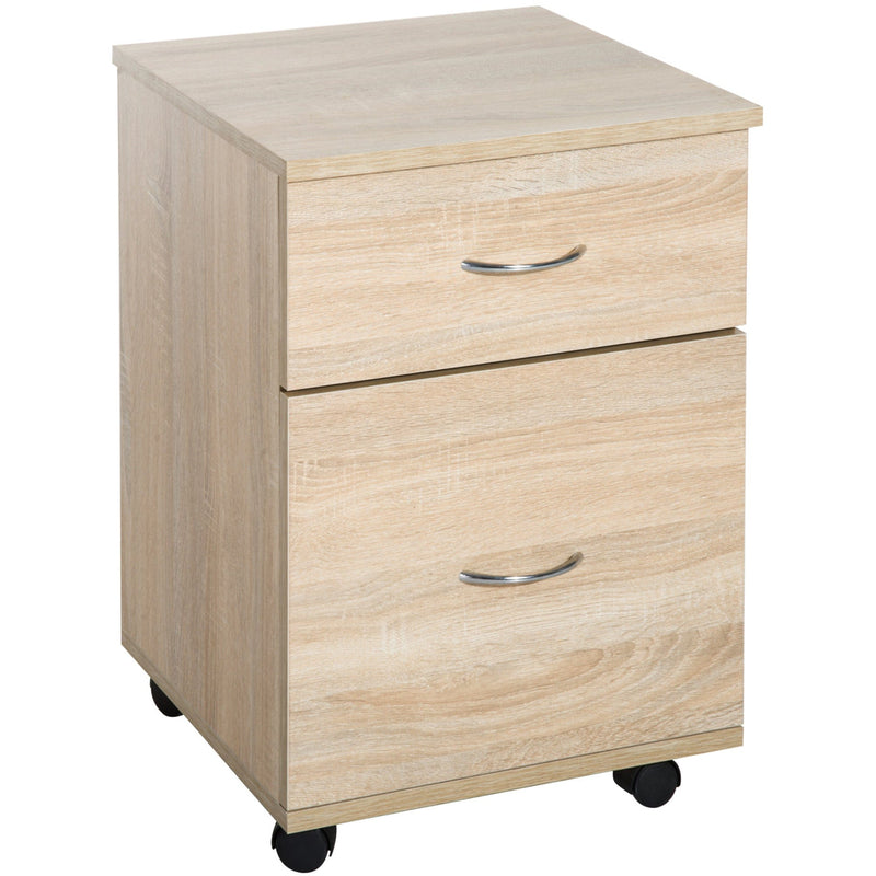 Oak 2 Drawer File Cabinet With Wheels