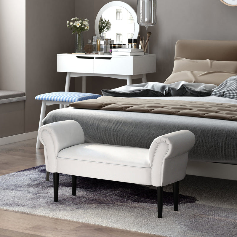 Small Bed End Chaise Lounge, Wooden Leg