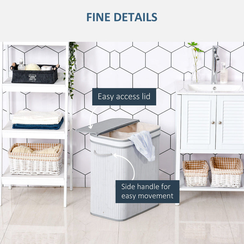 Foldable Laundry Basket, Grey Wood