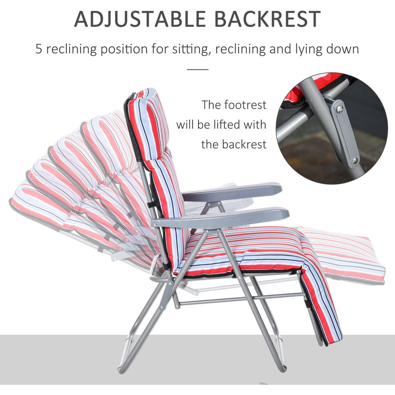 Set of 2 Padded Garden Recliner Chairs