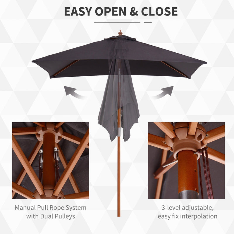 2m Outdoor Tilting Parasol Umbrella, Garden Sun Shade