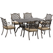 6 Seater Cast Aluminium Patio Dining Set - Bronze Outsunny