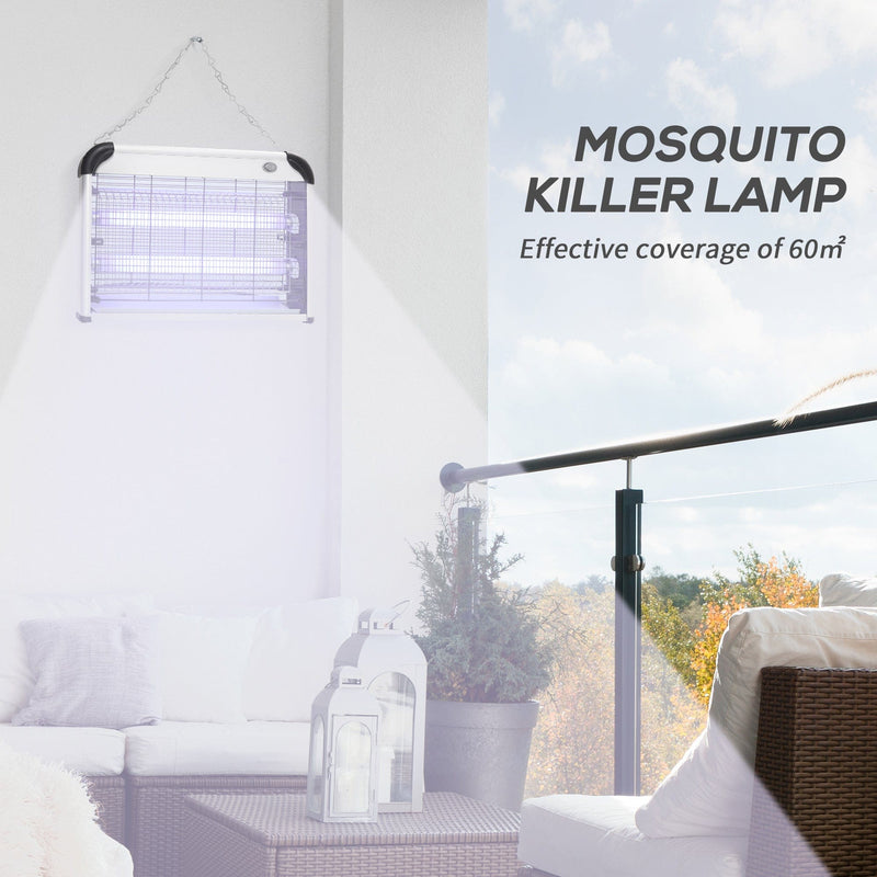 Outsunny Free Standing Wall Hanging 20W Electric Fly Mosquito Killer Electric Fly Zapper, Bug Zapper, Insect Killer, Silver Outsunny